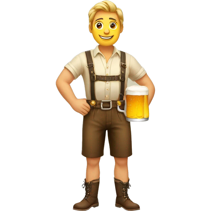 man in lederhosen holding beer emoji