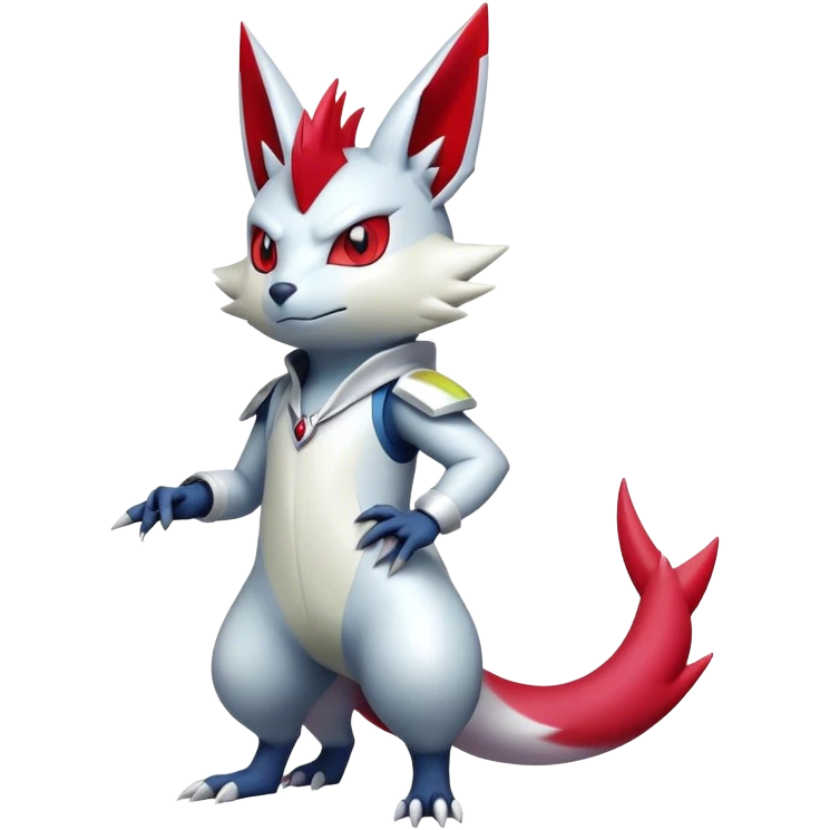  Cool Edgy Shiny Futuristic Ethereal Handsome Cute Zangoose-Sneasel-Digimon-hybrid full body emoji