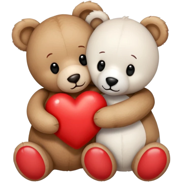 Teddy hugging another teddy with hearts emoji