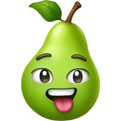 Green Cute pear with tongue emoji
