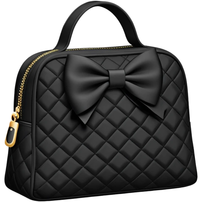 Black quilted cotton cosmetics bag with black bow   emoji