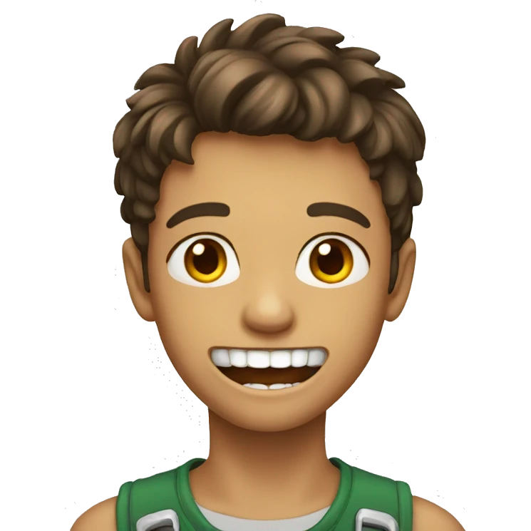 A boy has sharp teeth emoji
