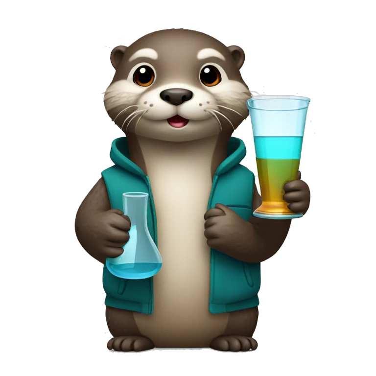 Cute otter holding beaker emoji