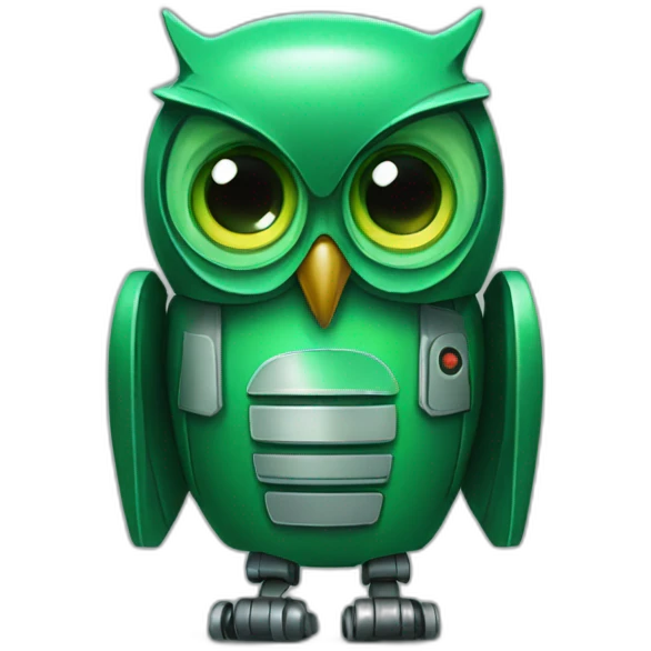 Robot-green-owl-cry emoji