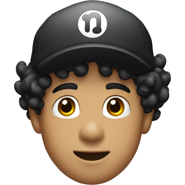 light skinned person with BLACK curly hair and Super Mario's cap emoji