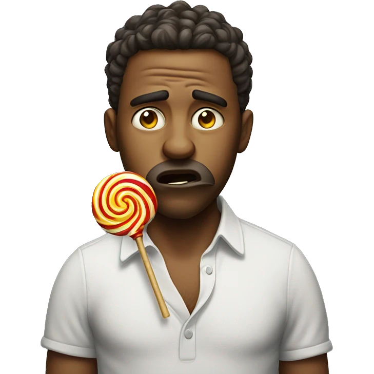 Dissatisfied with a lollipop in his mouth emoji