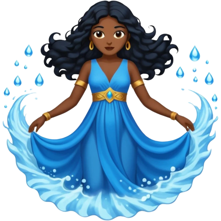 diosa del agua pelo negro emoji