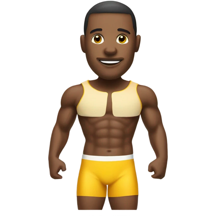 Football player in bathing suit with cheese on head emoji