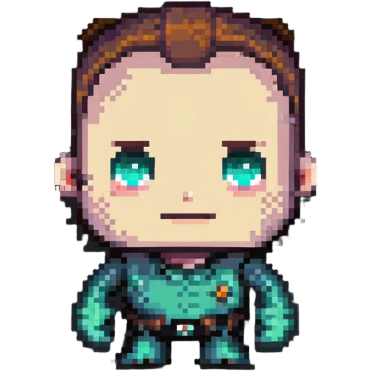 Pixel art of a guy with a giant forehead, male character emoji