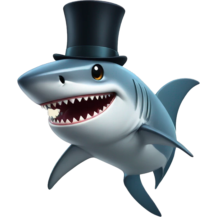Shark with a top hat emoji