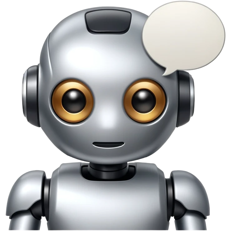 AI robot with speech bubble that has no filters or restrictions emoji