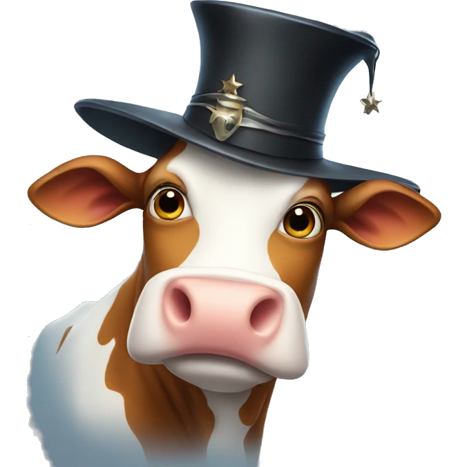face cow with magic hat emoji