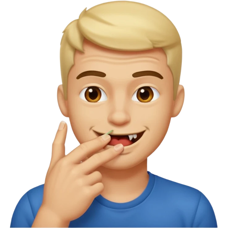 zesty guy biting nail while smirking emoji