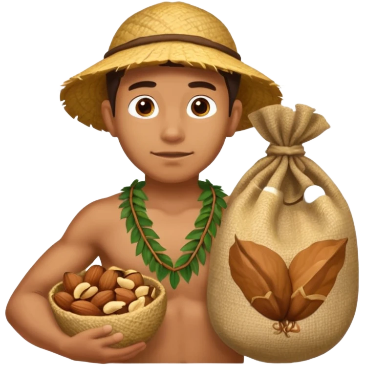 Native Hawaii man holding a sack of nuts emoji