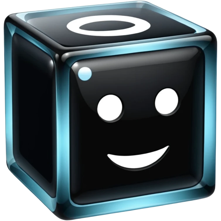 black cube in "glass" style emoji