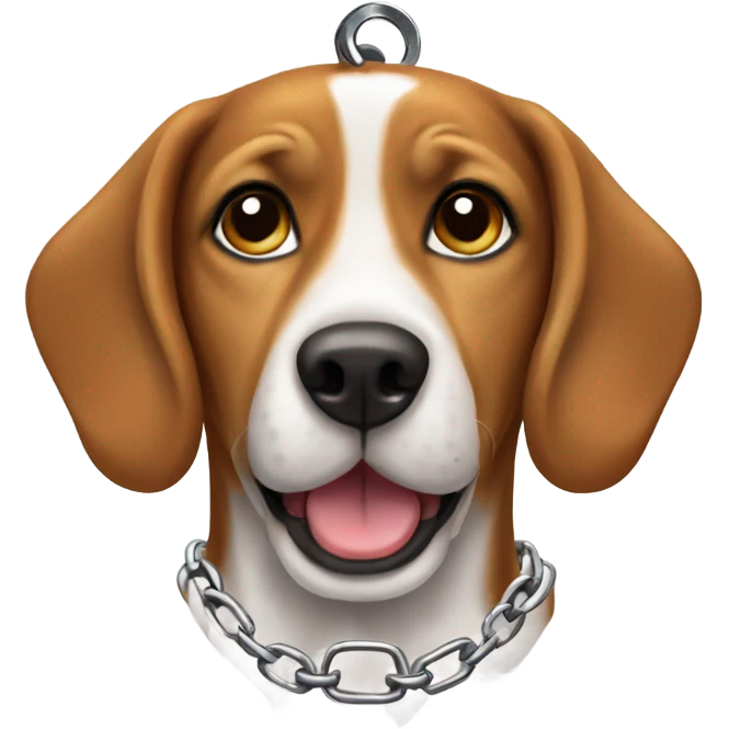 Happy brown beagle, dog tag  emoji