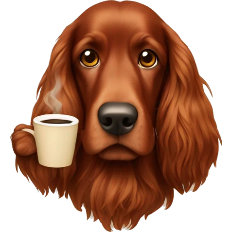 Irish setter with coffee emoji