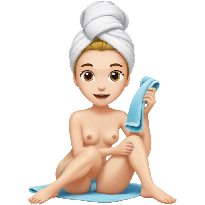 woman with towel hair shaving her hairy leg emoji