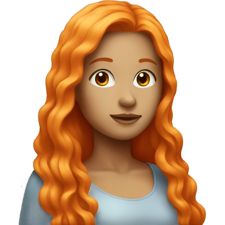 Clean Girl With orange long hair  emoji