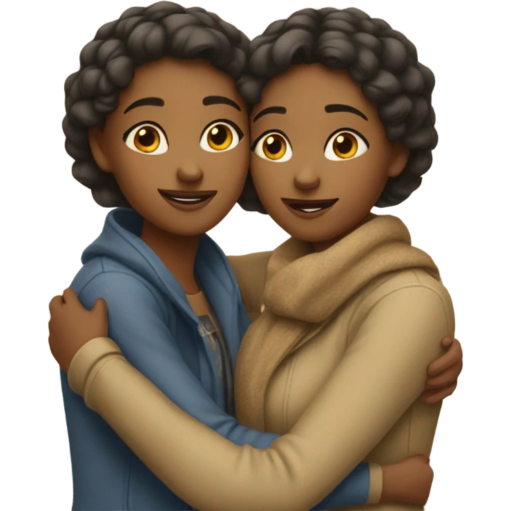 Two girlfriends hugging emoji