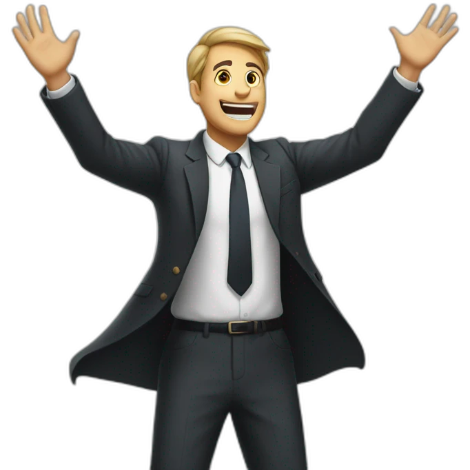 man in suit arms in the air summoning something emoji