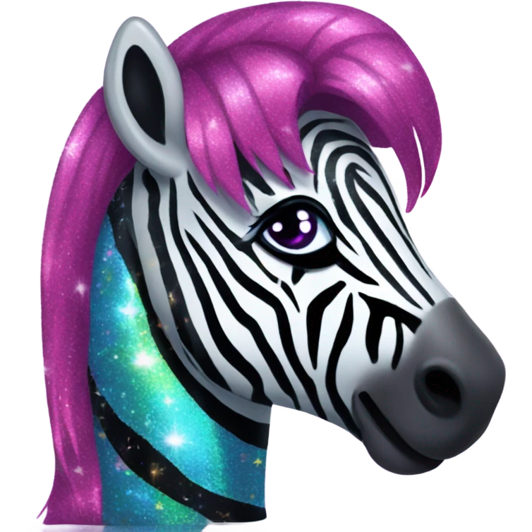 Lisa frank glitter zebra with Long hair emoji