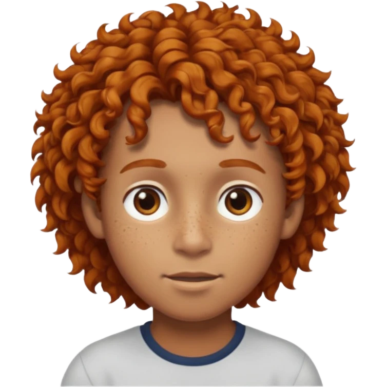 a brown boy with curly ginger hair emoji