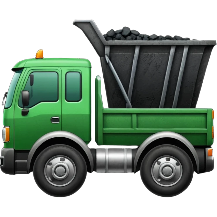 green truck with coal ore emoji
