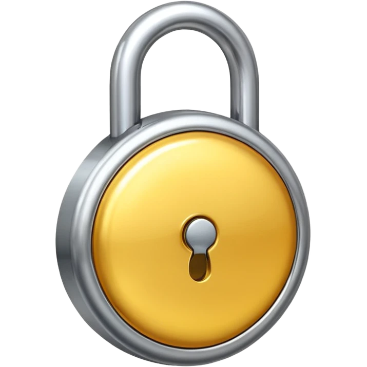 Chrome silver lock emoji, iOS emoji style, smooth metallic surface, rounded edges, reflective highlights, minimalistic emoji