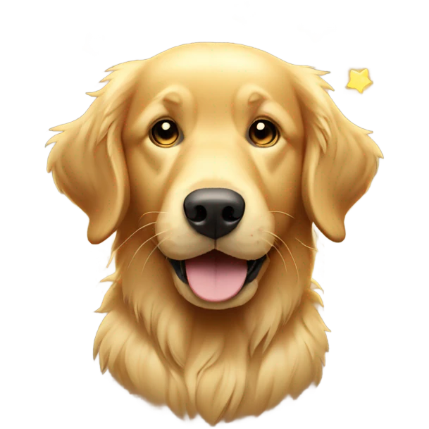 golden retriever with lighting bo emoji
