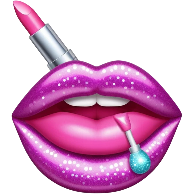glittery pink lip gloss emoji
