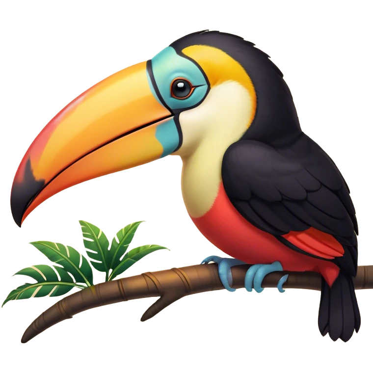 Meme-Worthy cute Sleeping Toucan Portrait Emoji, Head resting peacefully with a contented smile, showcasing a vibrantly colored beak and eyes gently closed in serene slumber, Simplified yet comically adorable features, highly detailed, glowing with a soft, drowsy tropical light, high shine, relaxed and utterly lovable, stylized with an air of playful laziness, bright and heartwarming, soft glowing outline, capturing the essence of a sleeping toucan that feels destined to become the next viral icon of adorable rest! emoji