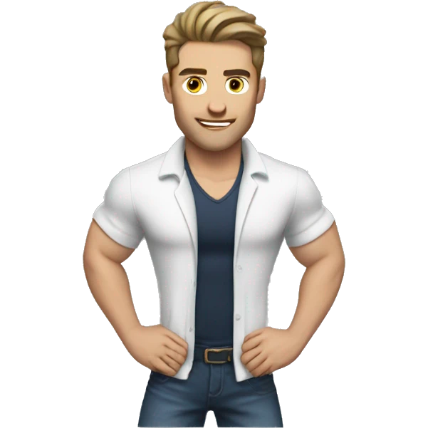 White brunette guy flexing  emoji