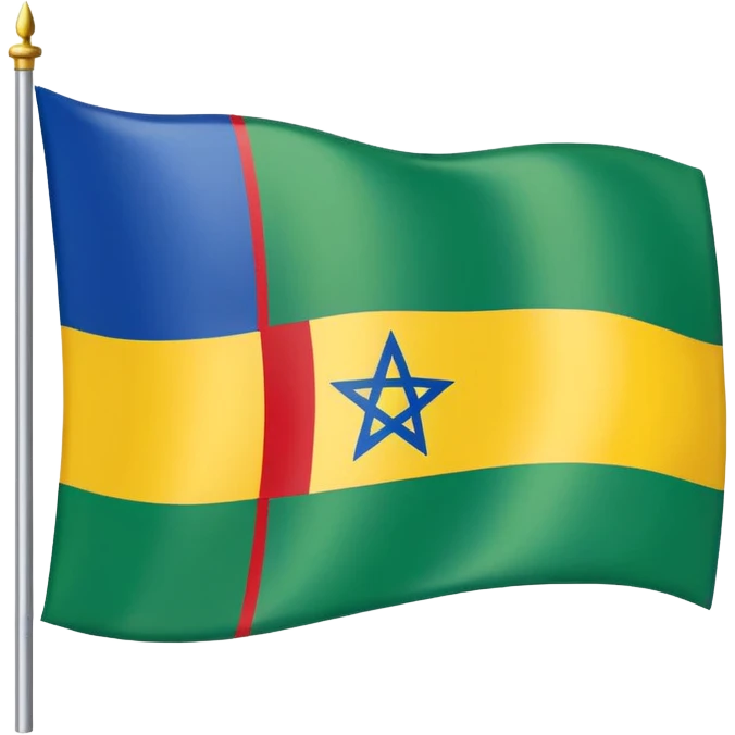 emoji-style Kabylie flag with blue, yellow, green stripes and a central red ⵣ (Yaz) symbol, vibrant and easily recognizable at small scale emoji