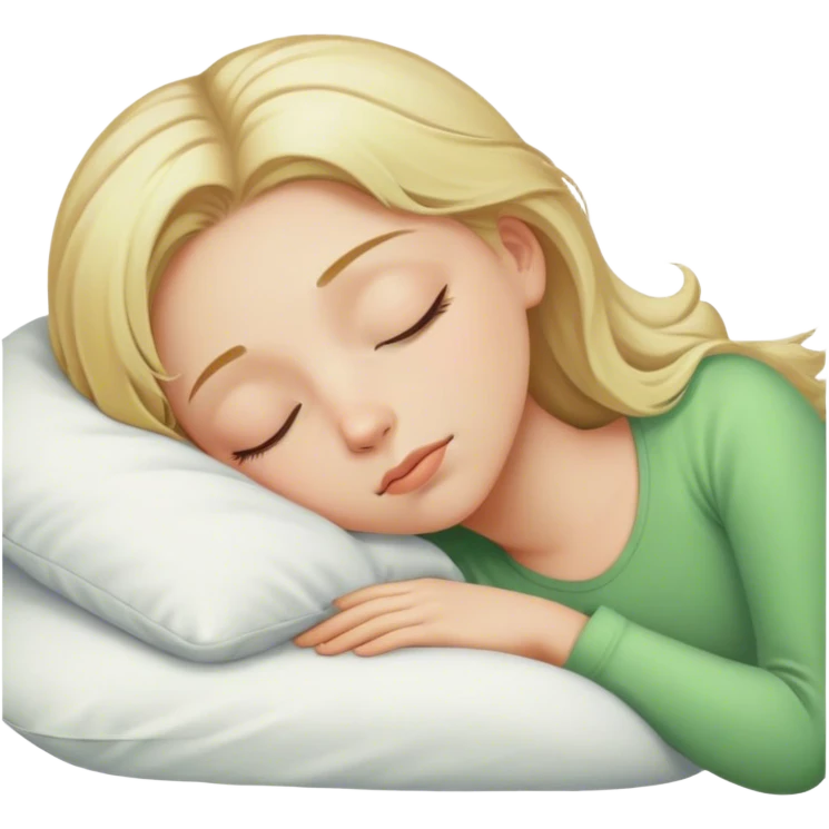 A girl with blondish hair and green eyes sleeping emoji