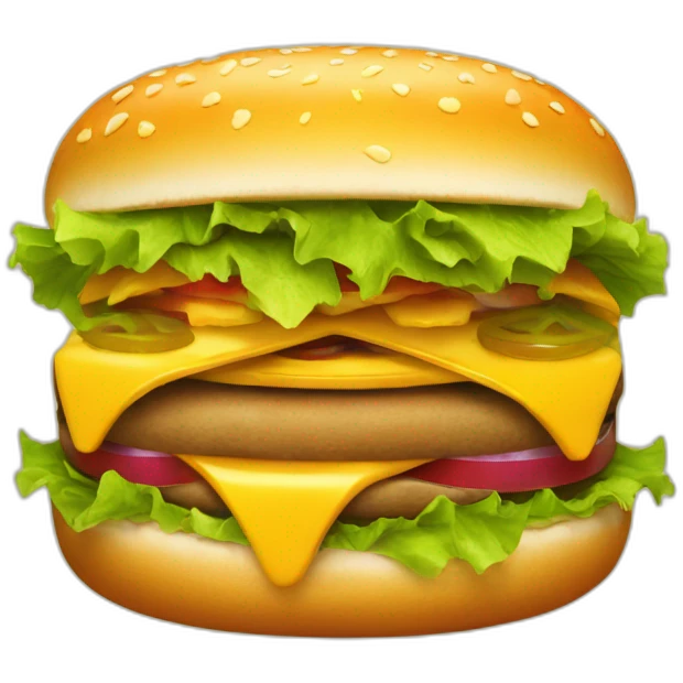 cheeseburger with a huge grin emoji