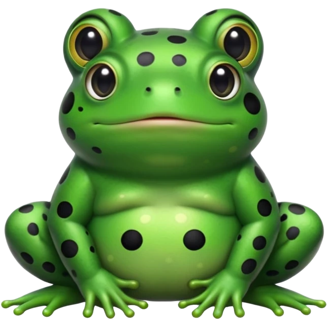 simple fat kawaii frog whole body, Use “dot eyes” and “solid black circles” together. for the eyes emoji