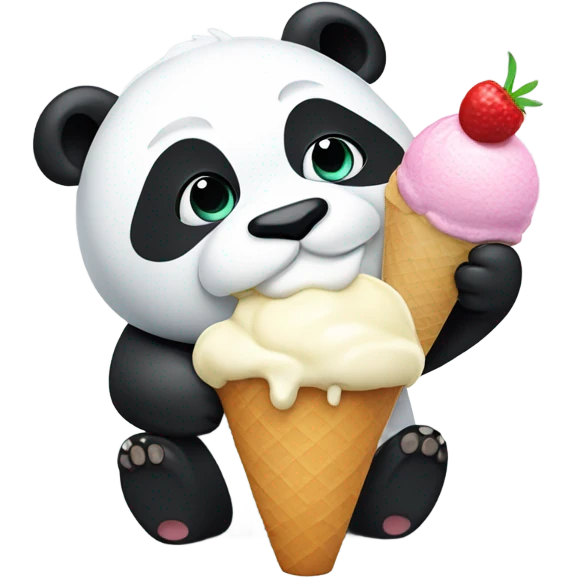 Panda eating ice cream emoji