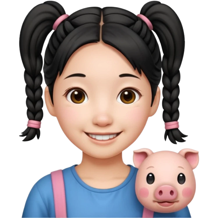 Chinese girl with pig tails emoji