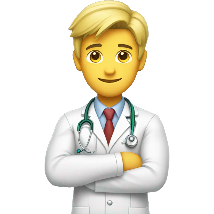 male young doctor flexing his arm, yellow skin, using 2 colors: #ff9800 and #32b5a5 emoji
