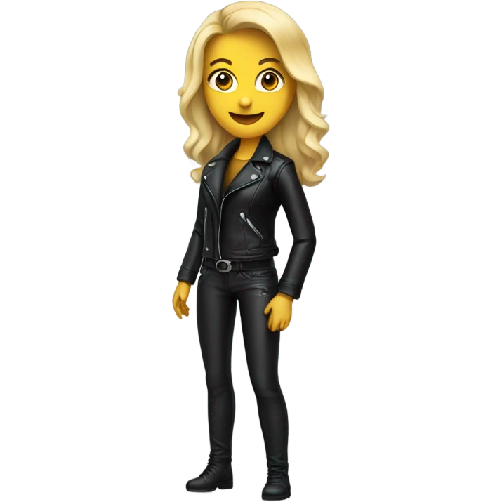 A blonde woman in a black leather outfit emoji