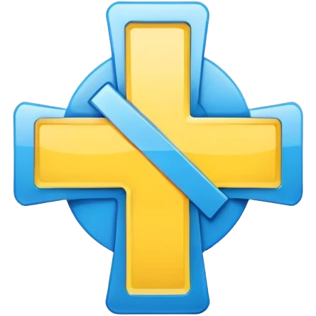 Healthcare symbol with medical cross and Ukrainian colors emoji