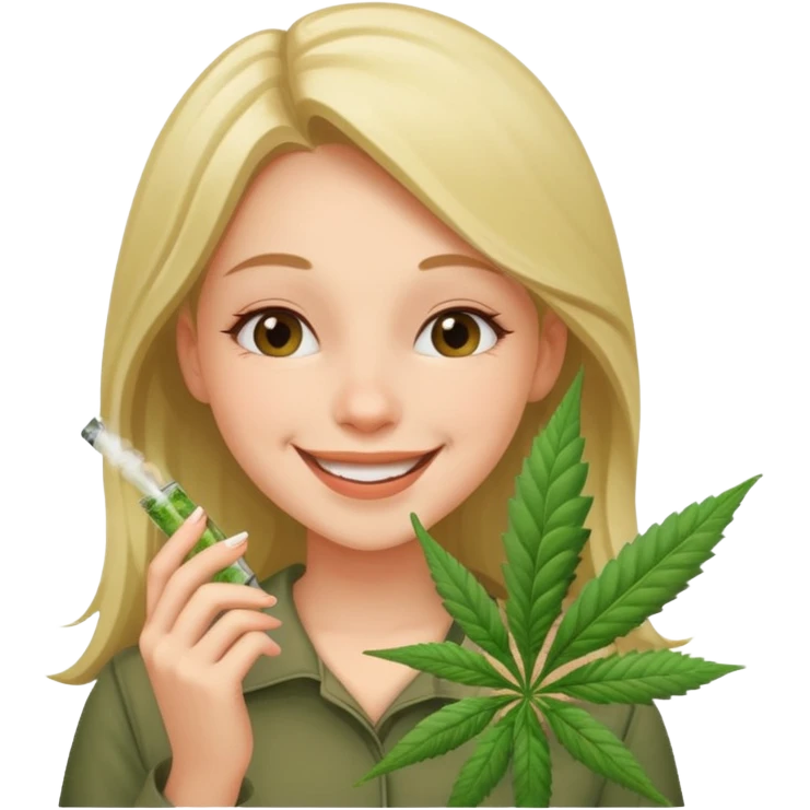 Girl happy smelling marijuana  emoji