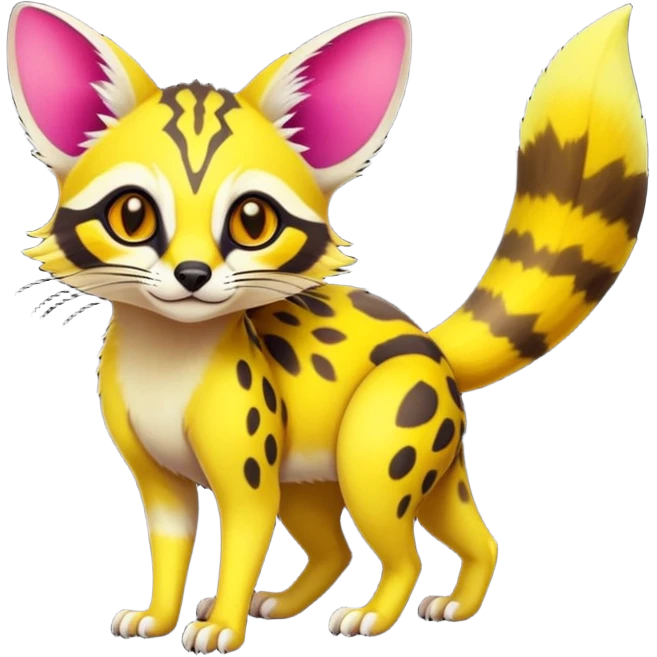Exotic randomly colored colorful light cute lush neon-colored brightly colored Fakémon-Fionbri-Vernid-Genet-creature with markings (full body) emoji