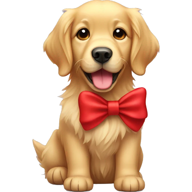 Golden Retriever with red bow  emoji