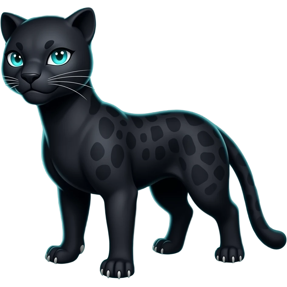 Pitch black, with neon-cyan bulbs and glowing eyes Insomnya-Abyssal-Lykoi-Panther-animal-fantasy-hybrid-creature emoji