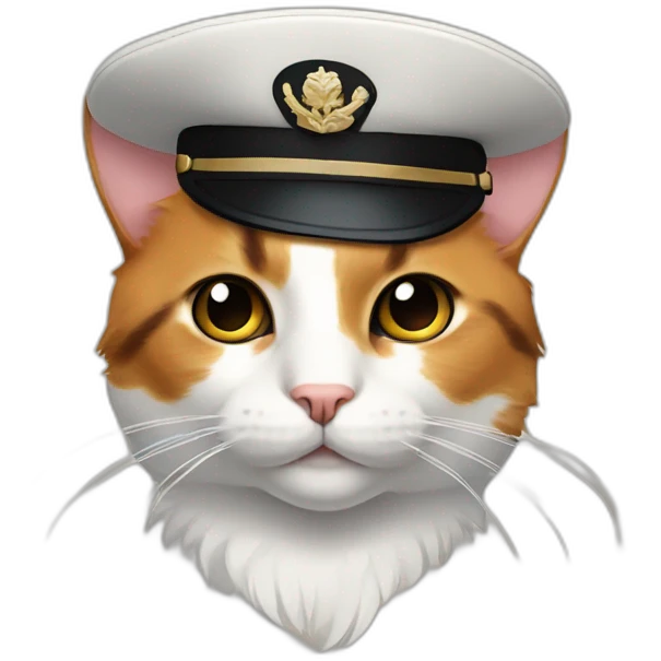 calico cat with black eye mark with pilot hat emoji