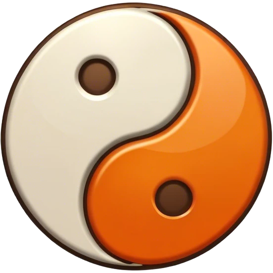 Orange and brown ying yang emoji