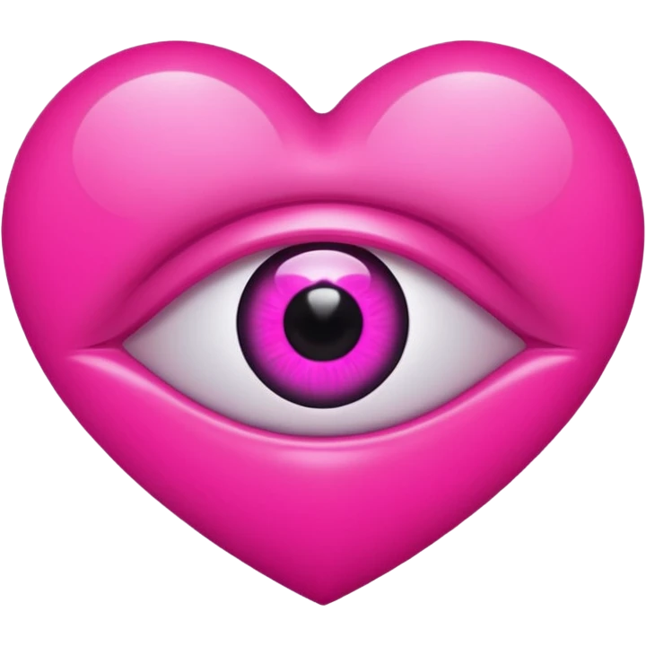 A neon heart with a dark eye in the center emoji