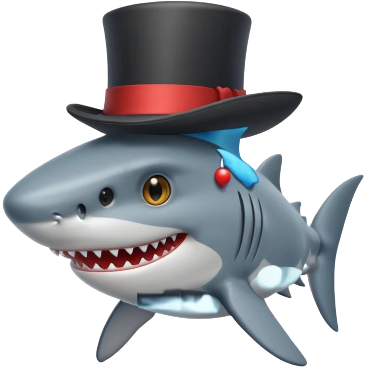 Shark with a top hat emoji